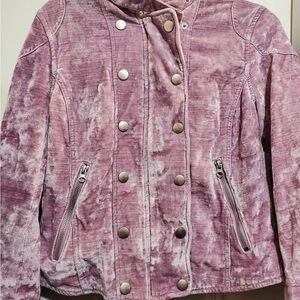Pink Velvet Button-Up Jacket
